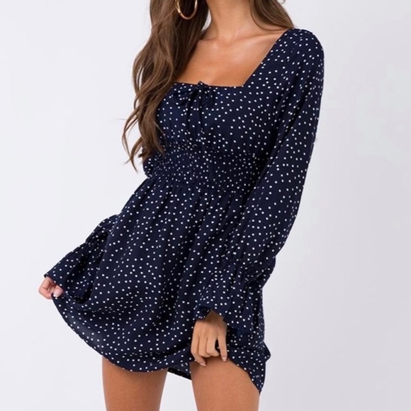 Princess Polly Dresses & Skirts - NWT(2) Princess Polly Vertigo Blues Mini Dress Navy Polka Dot